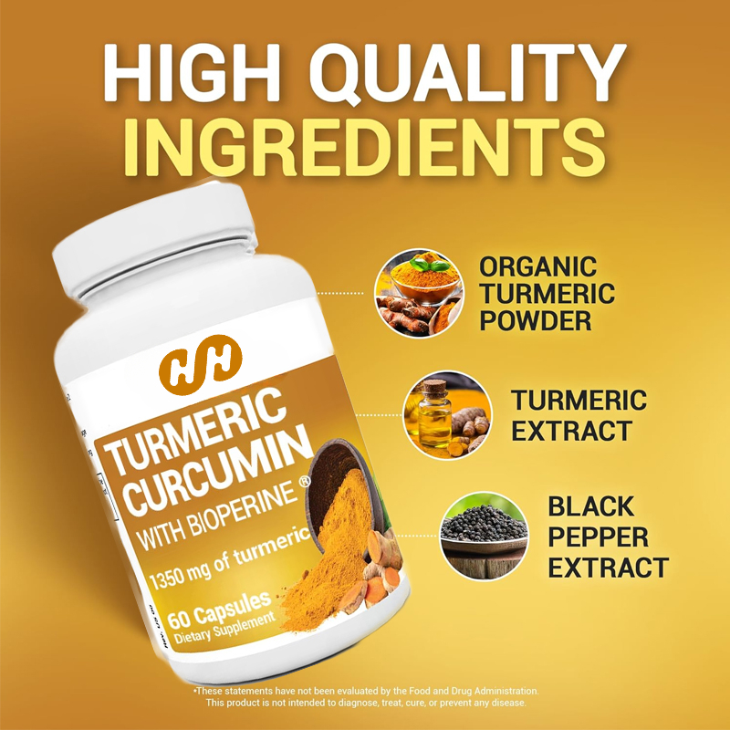 Turmeric Curcumin Capsule - Suplemento de Cúrcuma com Pimenta Preta